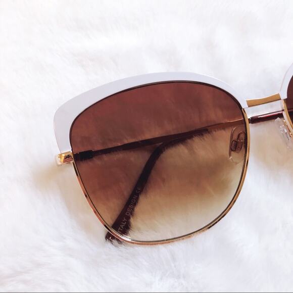 Robbie White Full Rim Retro Cat Eye Sunglasses - Picture 3 of 9